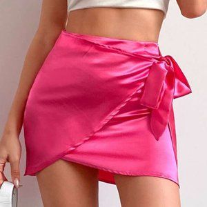 Shein Pink Satin Wrap Skirt
